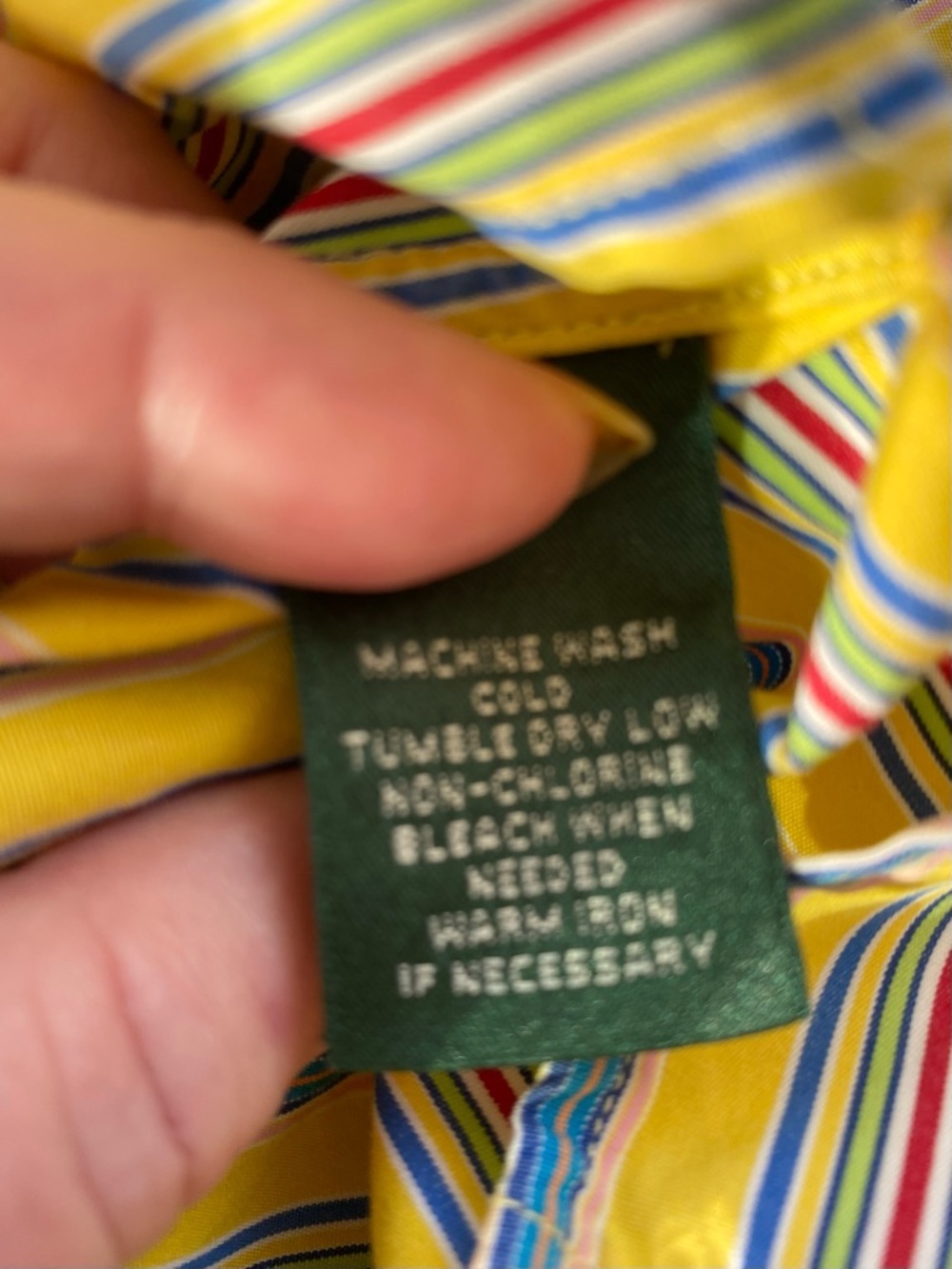 LAUREN RALPH LAUREN Yellow Striped Button Front Shirt 3x Cotton RL Logo - Picture 7 of 11
